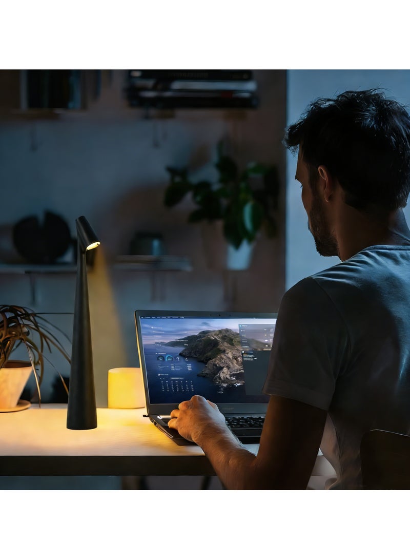 ياكيتر مصباح طاولة LED قابل لإعادة الشحن بتحكم باللمس مع 3 مستويات إضاءة قابلة للتعتيم، غطاء بلاستيكي غير لامع، شحن عبر USB مناسب للقراءة والدراسة في غرفة النوم أو غرفة المعيشة (أسود) - Image 5